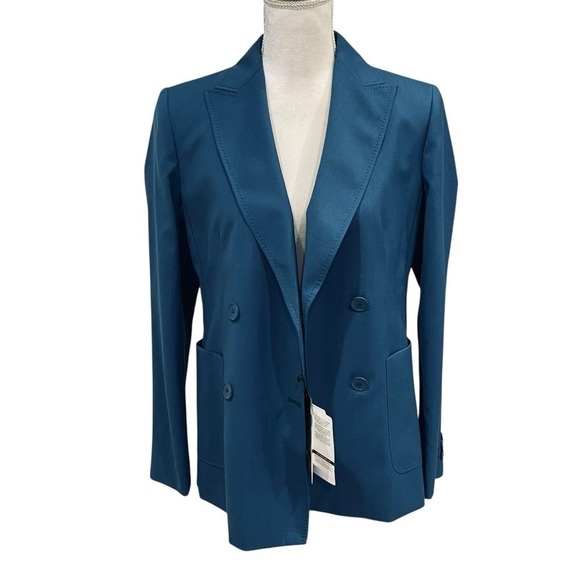 Weekend MAX MARA Nervoso Double-Breasted 100% Wool Jacket Blazer Blue NWT $630 - Picture 8 of 16